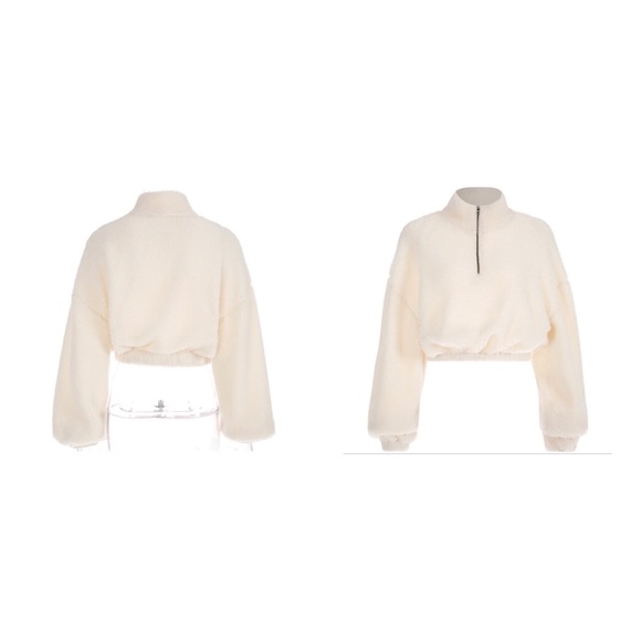 NEW Crop top long sleeve lambs wool sweater - Picture 3 of 5